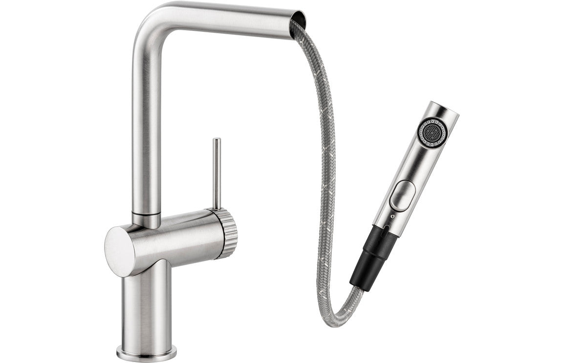 Abode Fraction Pull-Out Mixer Tap - Brushed Nickel AT2157