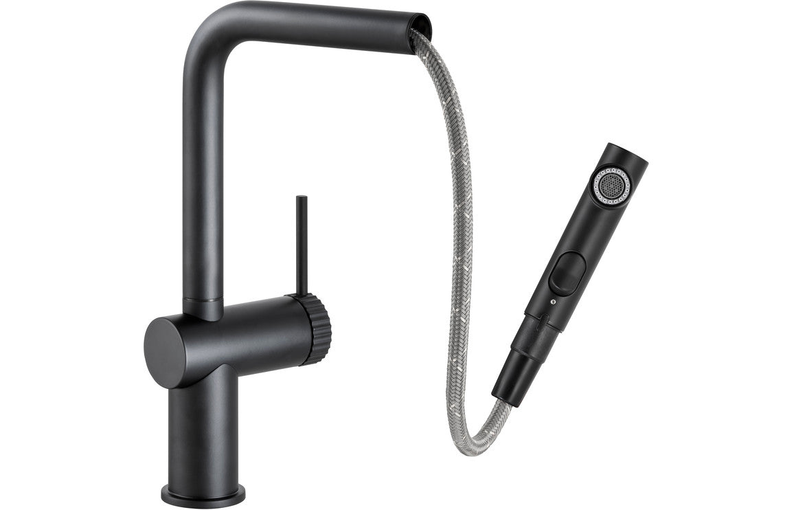 Abode Fraction Pull-Out Mixer Tap - Matt Black  AT2159