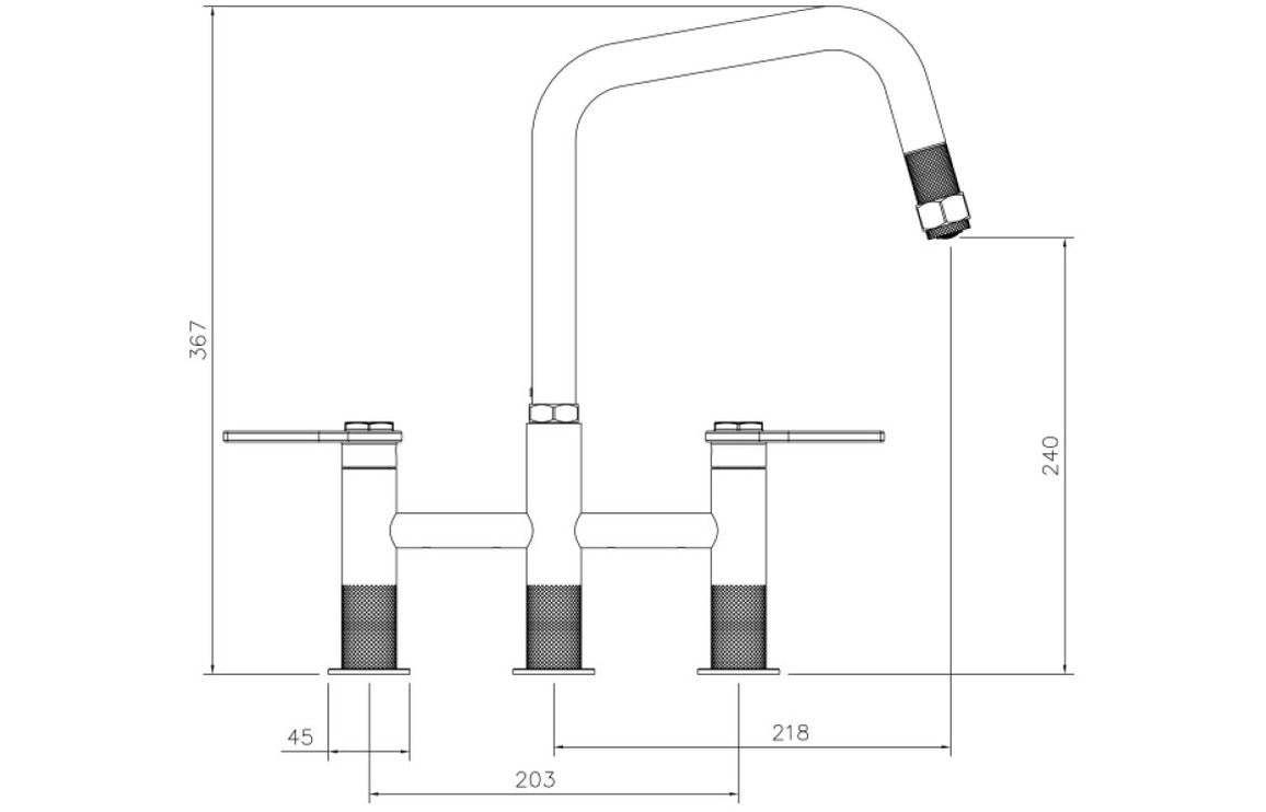 Abode Hex Bridge Dual Lever Mixer Tap w/Pull Out - Brushed Nickel AT2198