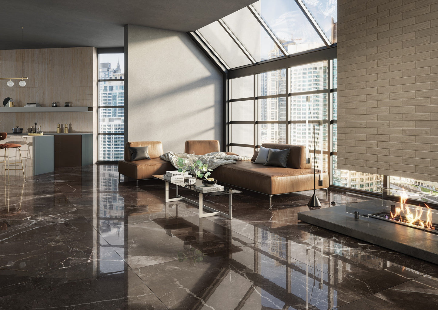 Amani Marble Dark Grey Polished porcelain 80x80