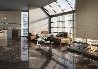 Amani Marble Dark Grey Polished porcelain 80x80