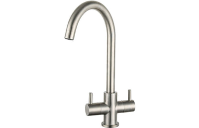 Prima Staten Swan Neck Dual Lever Mixer Tap - Brushed Steel BPR2206