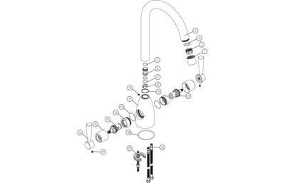 Prima Chelsea Dual Lever Mixer Tap - Brushed Steel BPR2224