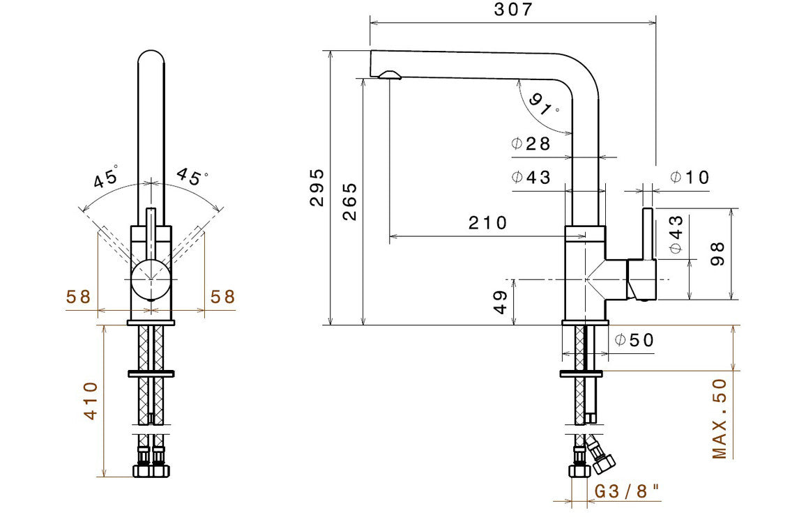 Prima+ Riace Single Lever L-Shaped Mixer Tap - Chrome BPR505