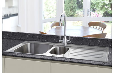 Prima Deep 1.5B & Drainer Inset Sink - Polished Steel CPR032