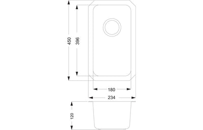 Prima+ 0.5B R25 Undermount Sink - St/Steel CPR044