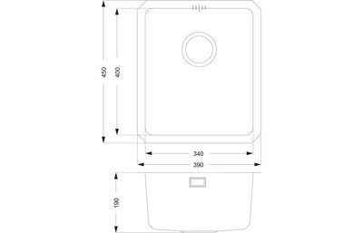 Prima+ Compact 1.0B R25 Undermount Sink - St/Steel CPR046