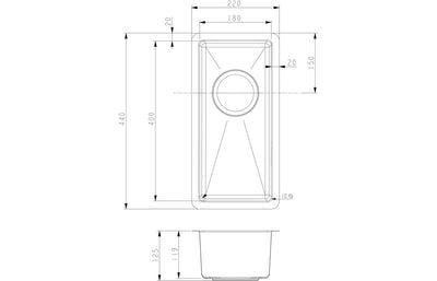 Prima+ 0.5B R10 Inset/Undermount Sink - St/Steel CPR516