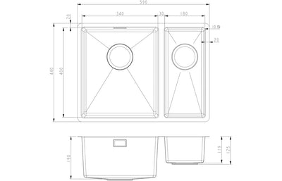 Prima+ 1.5B R10 LH Inset/Undermount Sink - St/Steel  CPR524