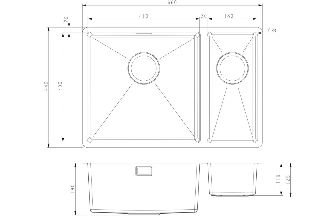 Prima+ Large 1.5B R10 LH Inset/Undermount Sink - St/Steel CPR526