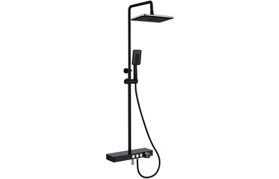 Vema Thermostatic Shower Column w/Fixed Head, Riser, Shelf & Foot Wash - Black DICM0462