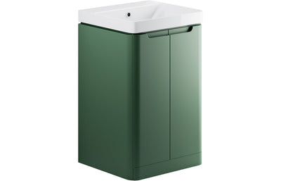 500mm 2 Door Floor Standing Cloakroom Basin Unit - Matt Sage Green