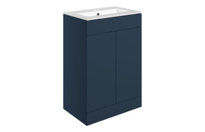 610mm Floor Standing 2 Door Basin Unit & Basin - Matt Deep Blue