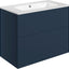 815mm Wall Hung 2 Drawer Basin Unit & 1TH Basin - Matt Deep Blue