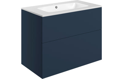 815mm Wall Hung 2 Drawer Basin Unit & 1TH Basin - Matt Deep Blue