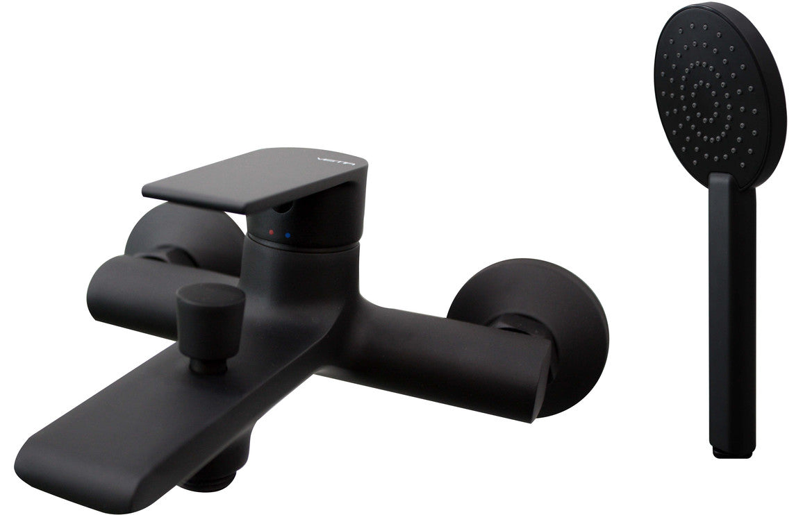 Vema Timea Wall Mounted Bath/Shower Mixer - Matt Black DITB1084