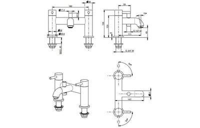 Vema Maira Deck Mounted Bath/Shower Mixer - Matt Black DITB2148