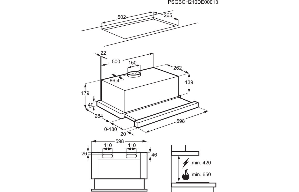 AEG DPB3632S 60cm Telescopic Hood - Silver