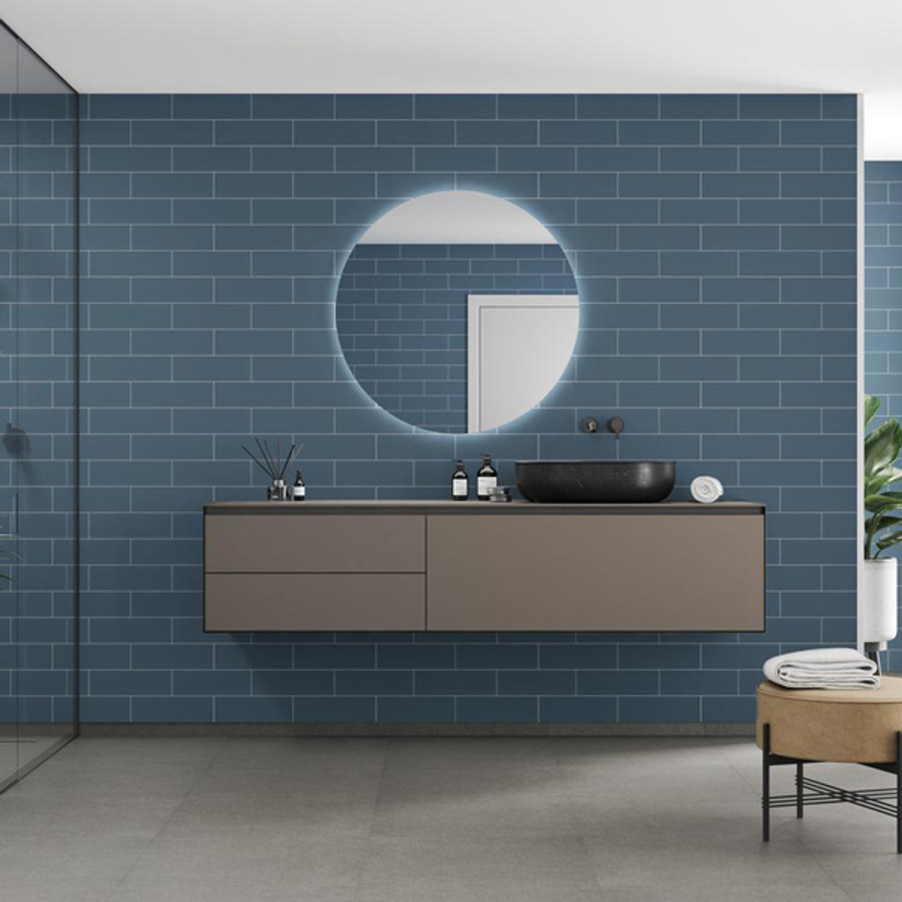 Fibo Urban Metro Dusty Blue Shower Panel
