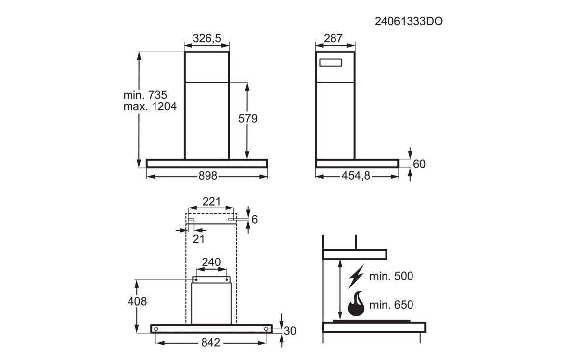 AEG GB87D91CB 90cm Box Chimney Hood - Black
