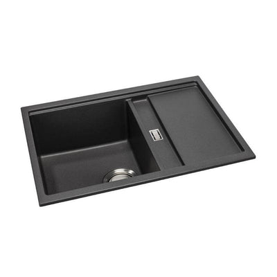 Abode Synchronist Compact 1.25 Bowl Kitchen Sink with Drainer Black