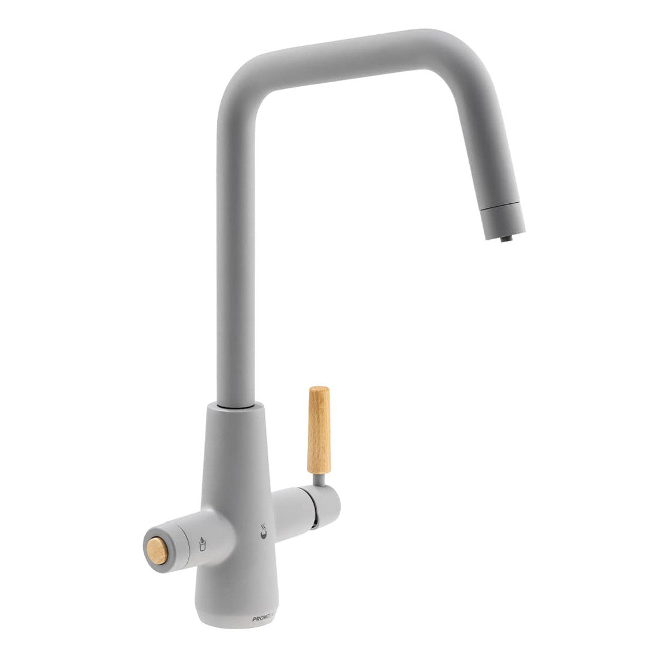 Abode Pronteau Scandi-E 4 in 1 Hot & Filtered Kitchen Tap Wood Handle Matt Grey