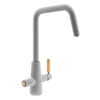 Abode Pronteau Scandi-E 4 in 1 Hot & Filtered Kitchen Tap Wood Handle Matt Grey
