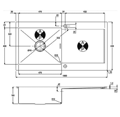 Abode AW5136 VERVE 1.0 Inset Stainless Steel Sink