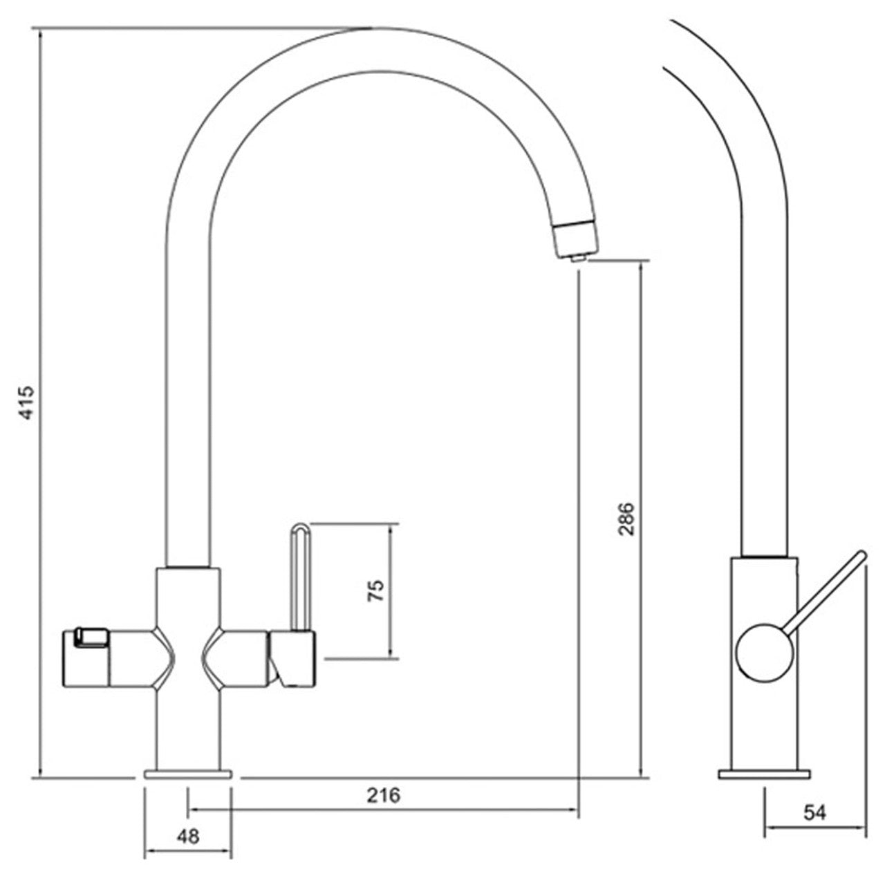 Abode Pronteau Prothia 3 in 1 Monobloc Swan Kitchen Tap - WRAS Approved Brushed Nickel