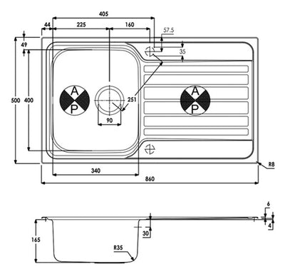 Abode AW5056 Connekt Stainless Steel Sink 1.0