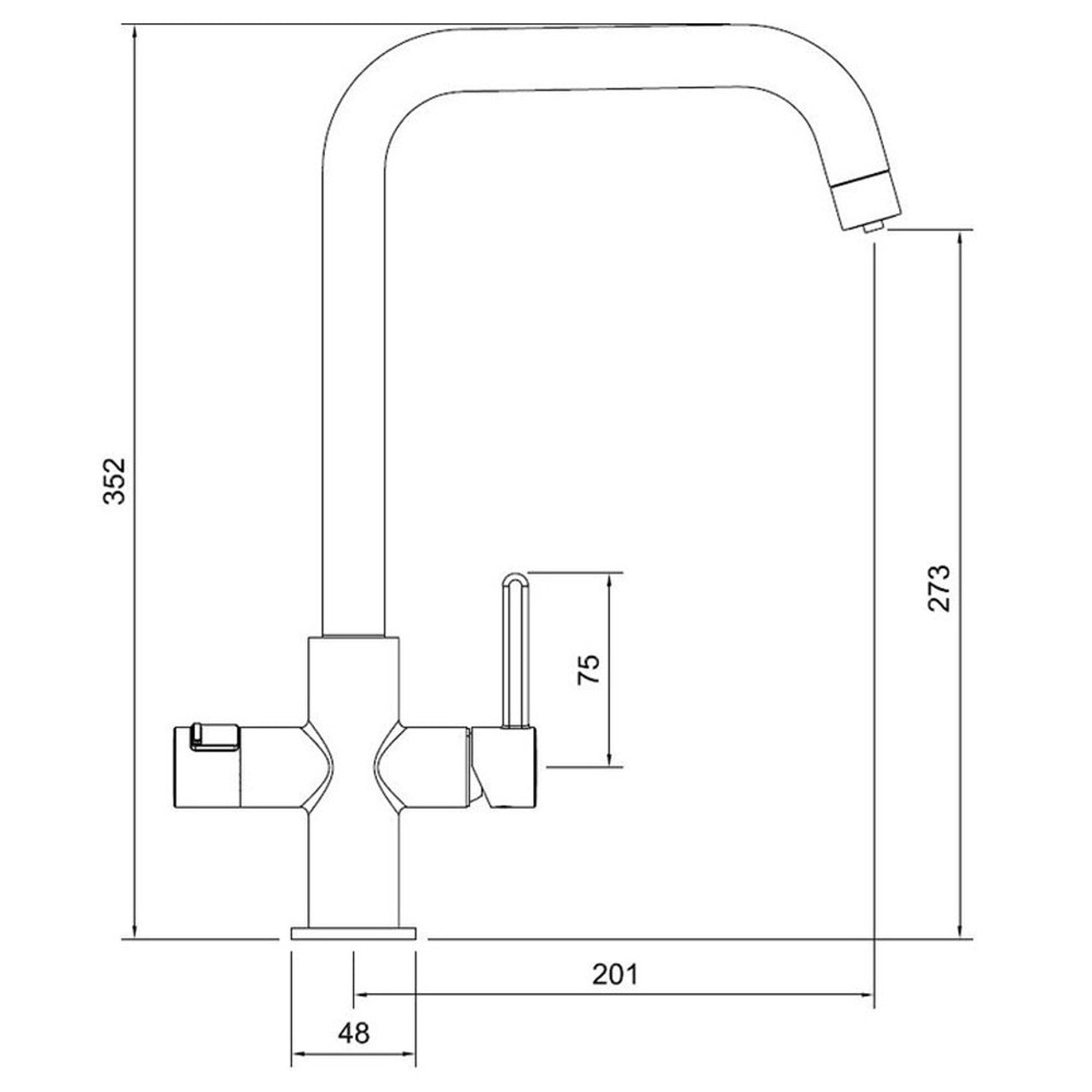 Abode Pronteau Prothia 3 in 1 Monobloc Quad Kitchen Tap - WRAS Approved Brushed Nickel