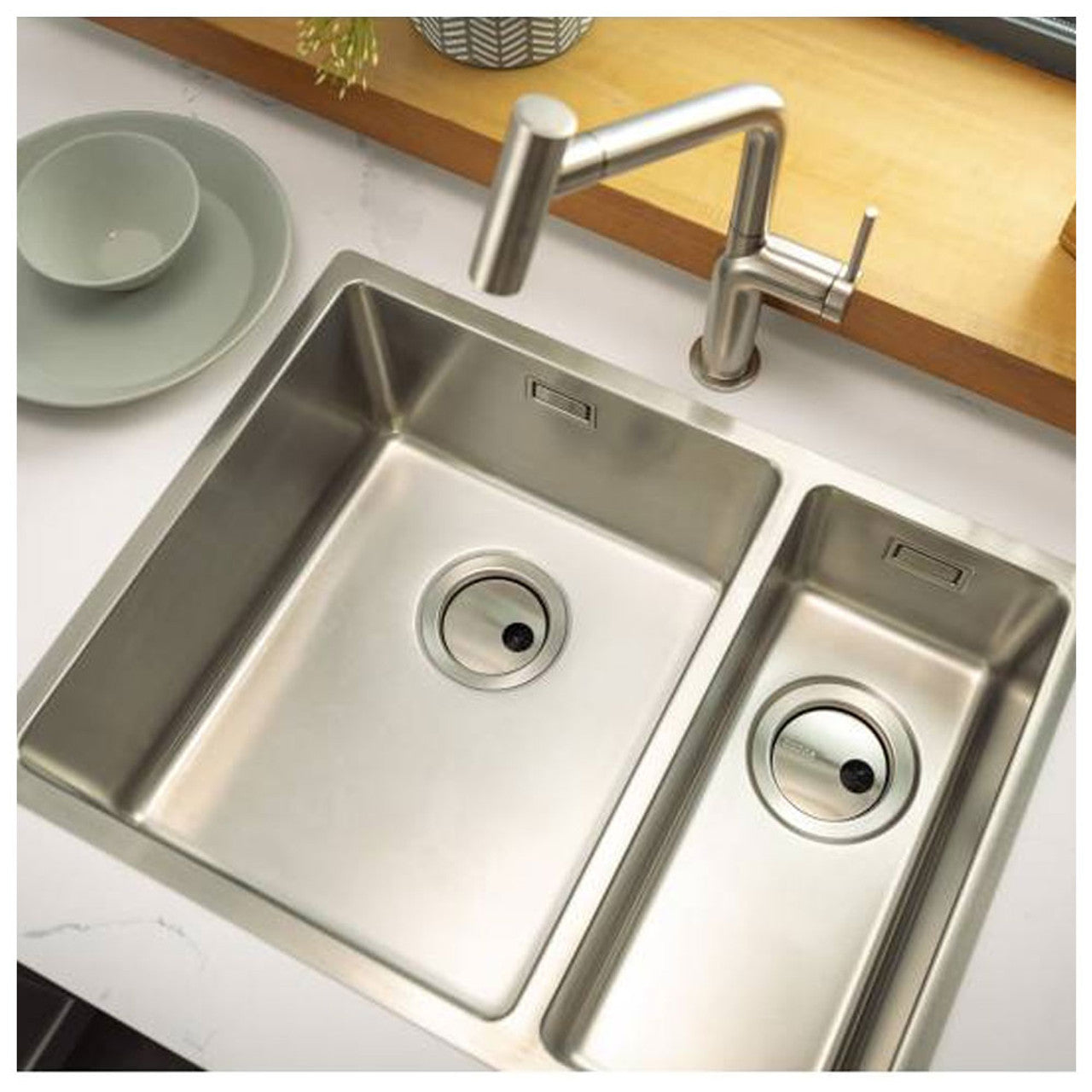 Abode Matrix R15 1.5 Bowl Undermount Steel Sink LH or RH