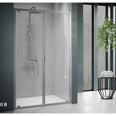 Novellini LUNES 2.0 B framed double saloon style shower door in Silver