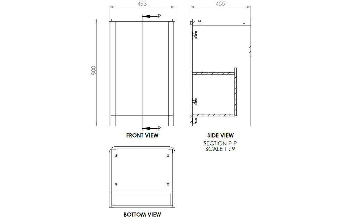 500mm 2 Door Floor Standing Cloakroom Basin Unit - Matt Sage Green