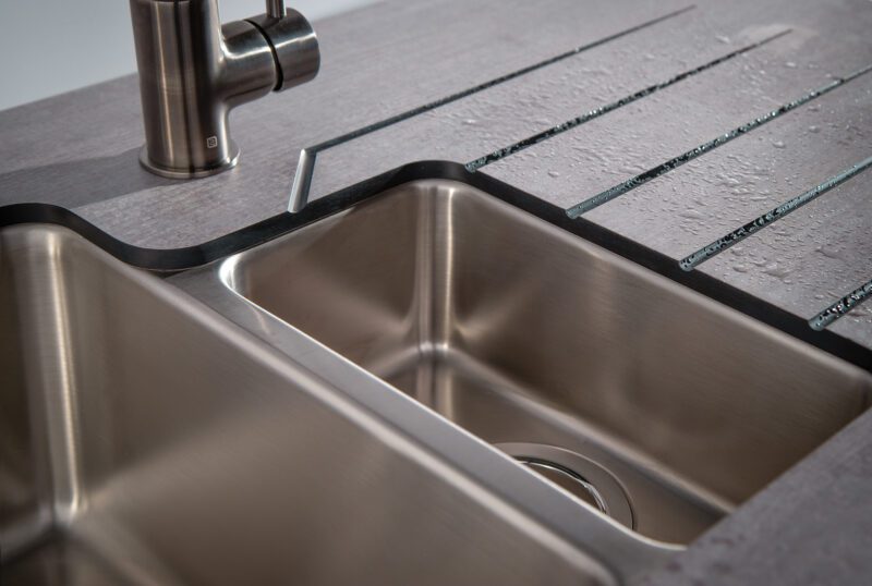 Mariz Stainless Steel Sink Modules R25 - 3050 x 640 x 12mm 8 Worktop Colour Options