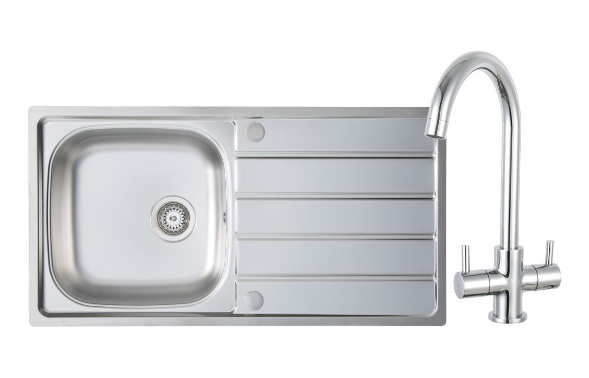 Prima 1B Inset Sink & Staten Tap Pack - St/Steel & Chrome PPR8047