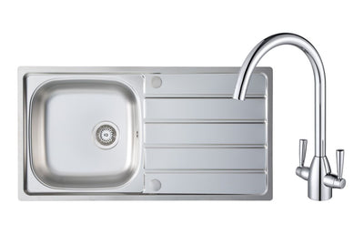 Prima 1B Inset Sink & Chelsea Tap Pack - St/Steel & Chrome PPR8048
