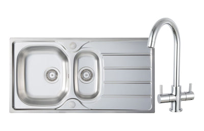 Prima 1.5B Inset Sink & Staten Tap Pack - St/Steel & Chrome PPR8049