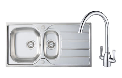 Prima 1.5B Inset Sink & Chelsea Tap Pack - St/Steel & Chrome PPR8050