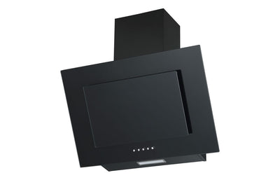 Prima  60cm Angled Chimney Hood - Black Glass PRAE0032