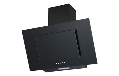 Prima  70cm Angled Chimney Hood - Black Glass PRAE0034