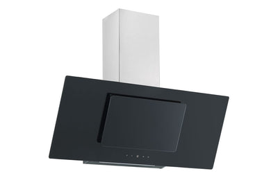Prima 90cm Angled Chimney Hood - Black Glass PRAE0042