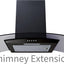 Prima BLACK CURVED CHIMNEY HOOD EXTENSION  PRCGH901
