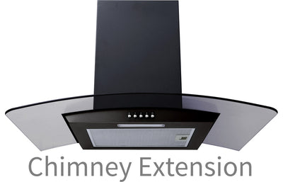 Prima BLACK CURVED CHIMNEY HOOD EXTENSION  PRCGH901