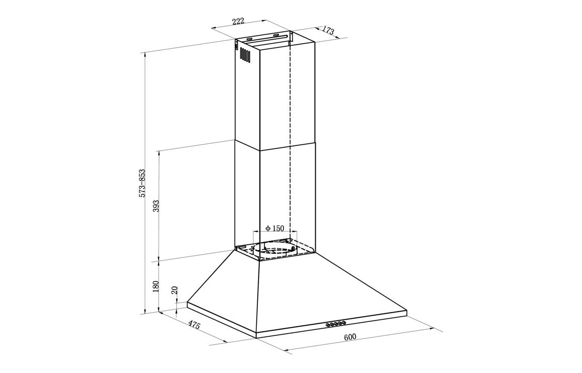 Prima PRCH032 60cm Chimney Hood - St/Steel PRCH032