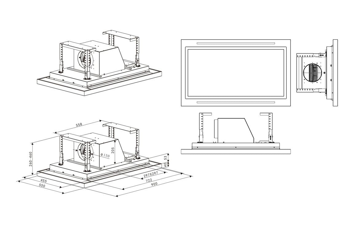 Prima PRCH303 90cm Ceiling Hood - St/Steel PRCH303