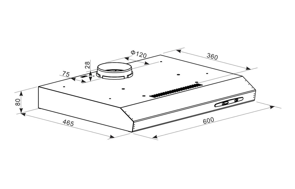Prima PRCH401 60cm Visor Hood - Grey PRCH401