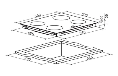 Prima PRIH024 60cm Framed Induction Hob - Black & St/Steel