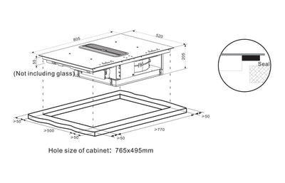 Prima PRVH002 80cm Venting Induction Hob - Black