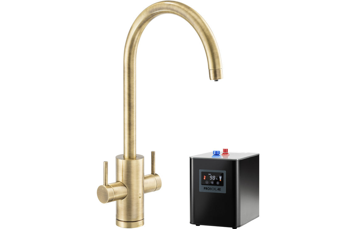 Abode Profile 4 IN 1 Monobloc Tap & Proboil.4E Tank - Antique Brass PT1051
